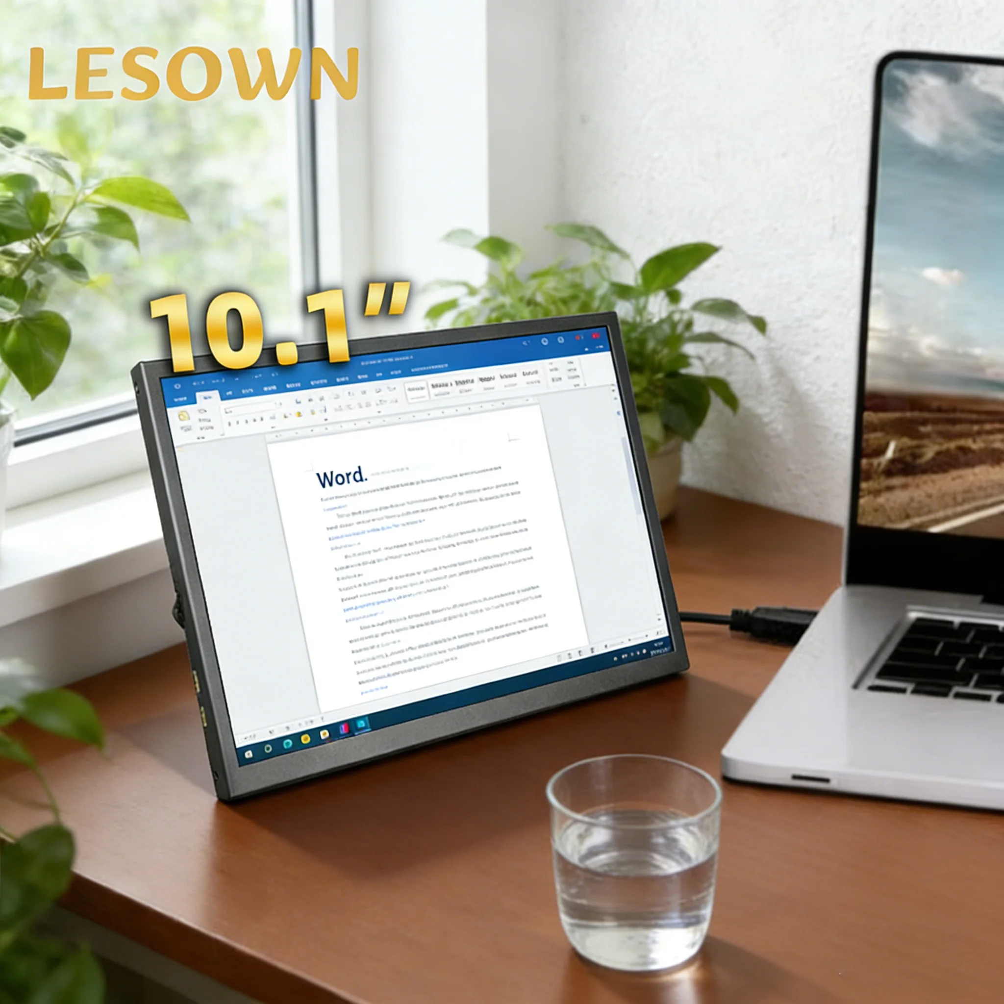 LESOWN 10.1 Inch Compact Monitor 2560x1600 IPS LCD USB C Small Display Secondary Screen Auxiliary Monitor for Word Laptop PC