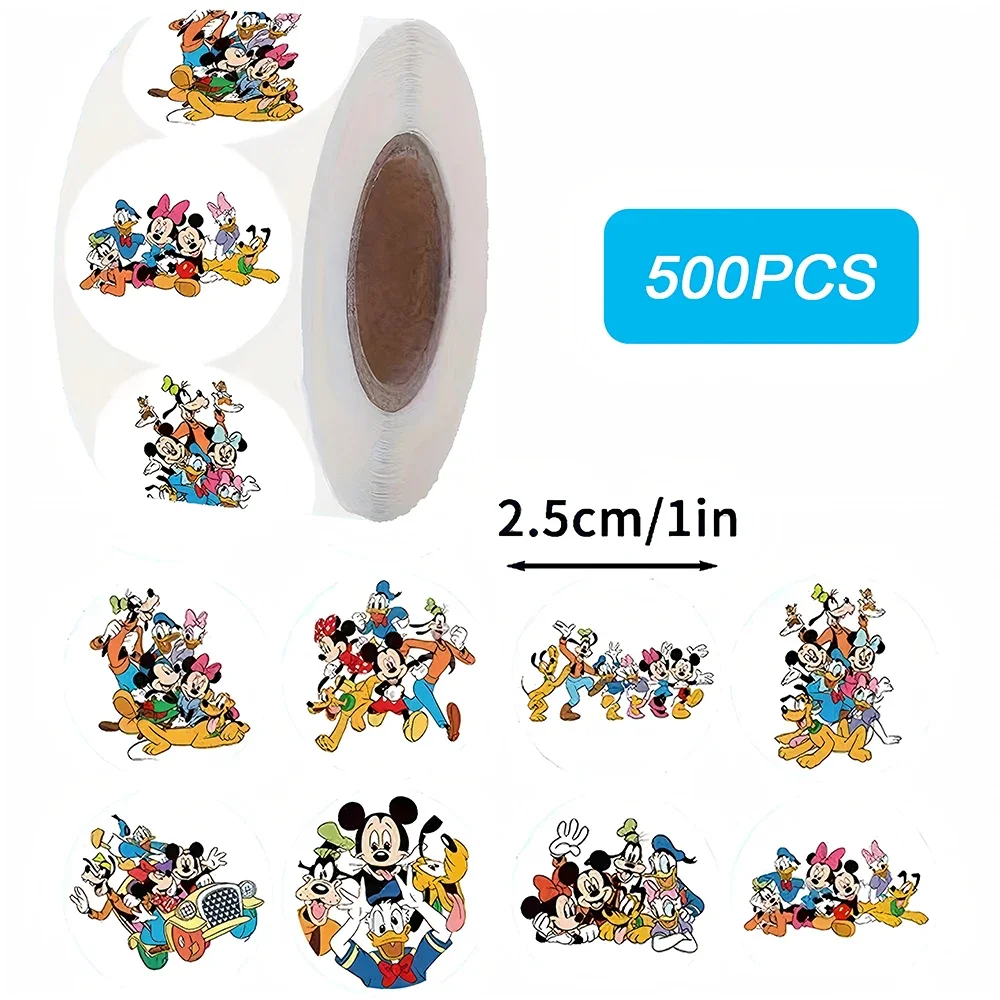 

500pcs/Roll Cute Disney Mickey Stickers Waterproof Graffiti Decorative Luggage Laptop Cup Phone Diary Book Sticker ,kawaii