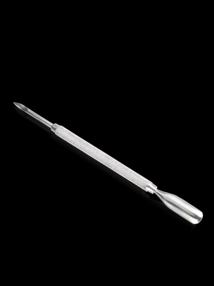 Poussoir à cuticules Double face - Cuillère à bord pointu en forme de double extrémité Poussoir à cuticules propre manucure pédicure en acier inoxydable