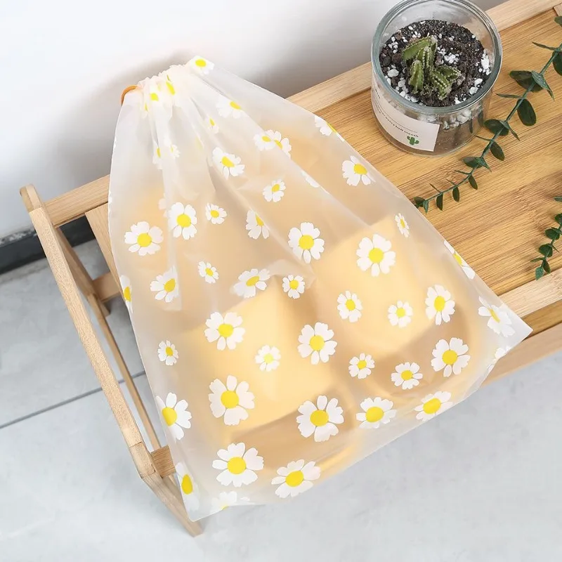 10Pcs Transparent Waterproof Travel Cosmetic Bag Towel Socks Plastic Drawstring Storage Bag Bathroom Transparent Beach Bag