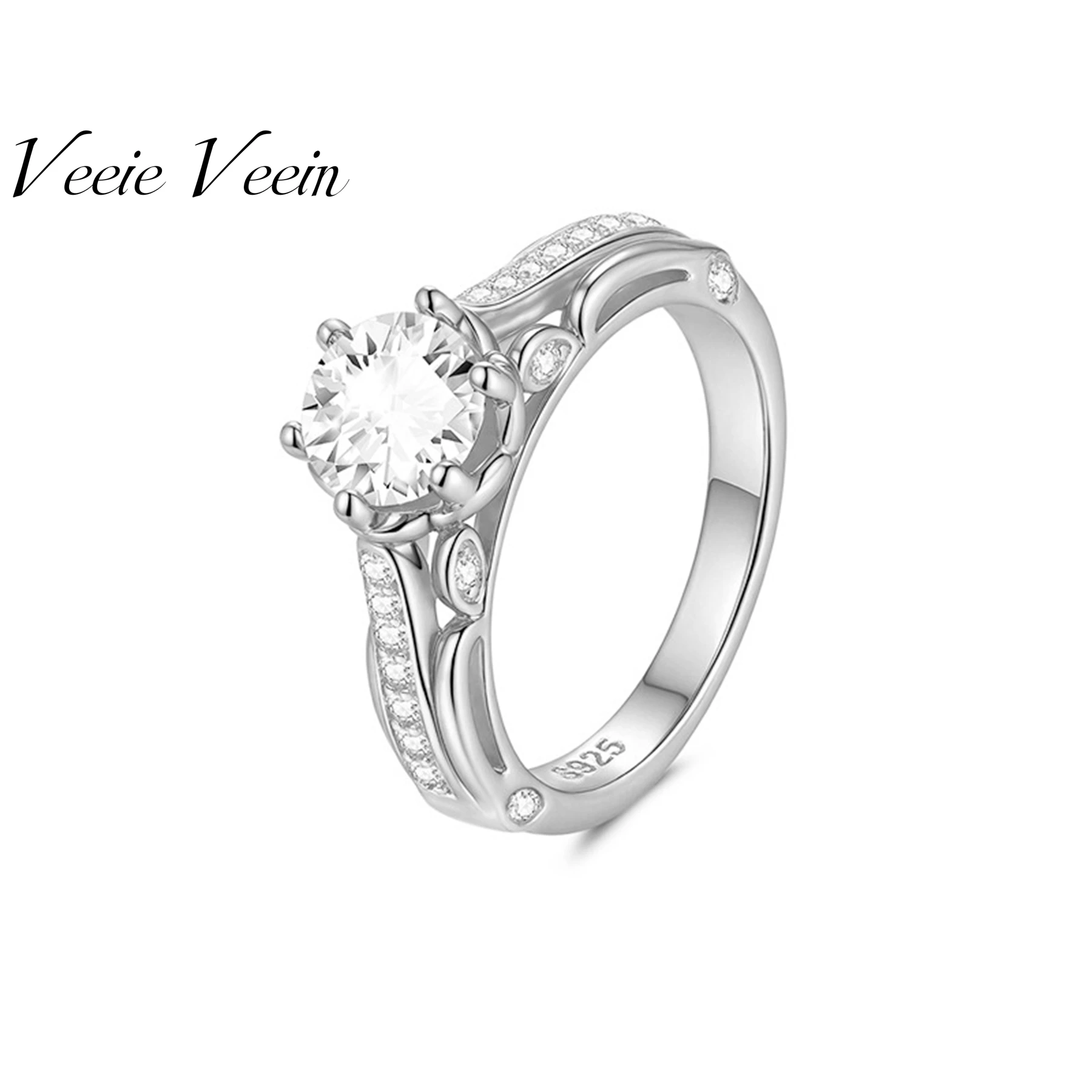 

Veeie Veein Элитный бренд S925 Кольцо из стерлингового серебра Сертификат GRA Высококачественный шестизубчатый подарок на День святого Валентина Ретро ювелирные изделия