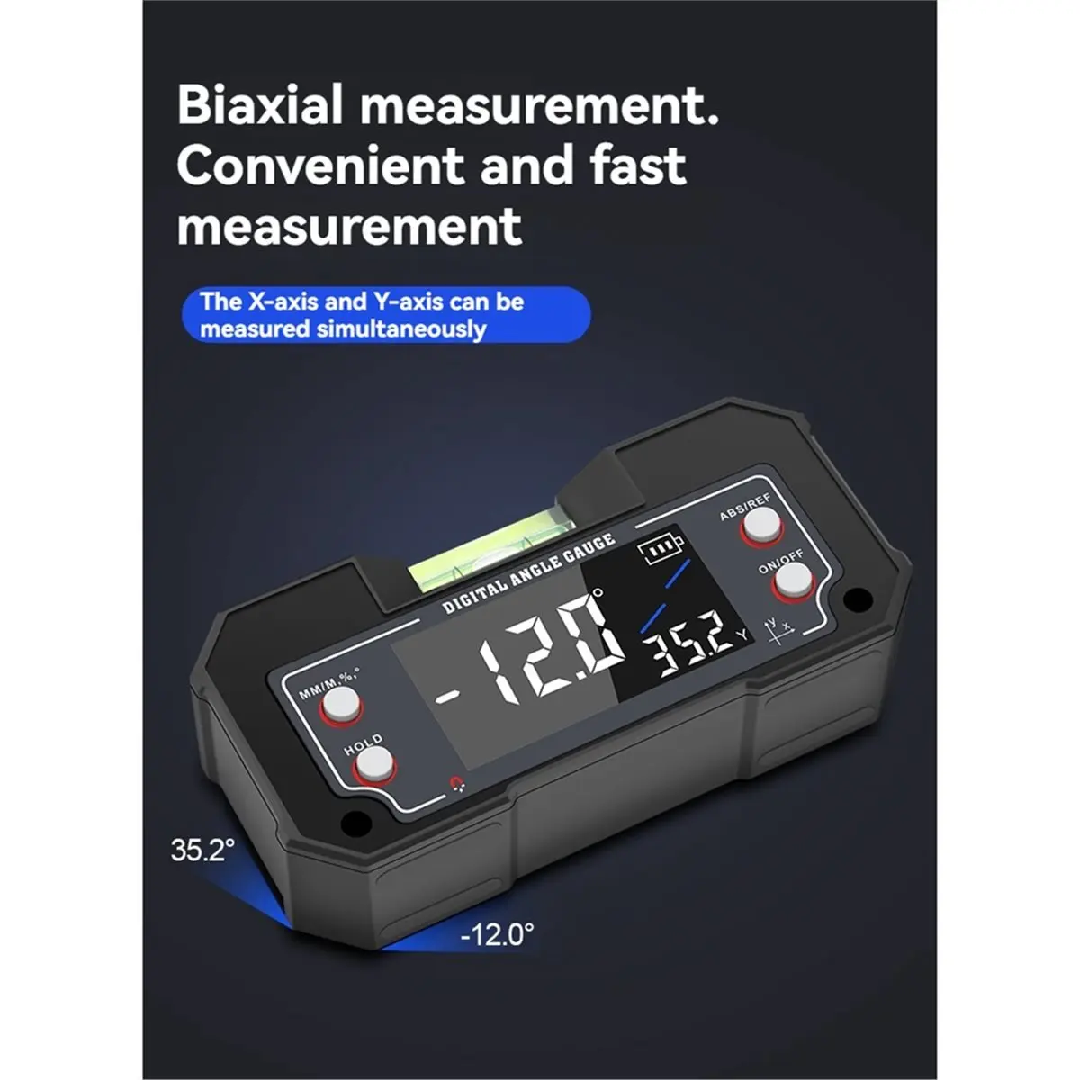 (B63C) Digital Angle Gauge Finder XY Dual-Axis 4x90° Range Backlit Display for Woodworking Tools & 3D Printing Tools