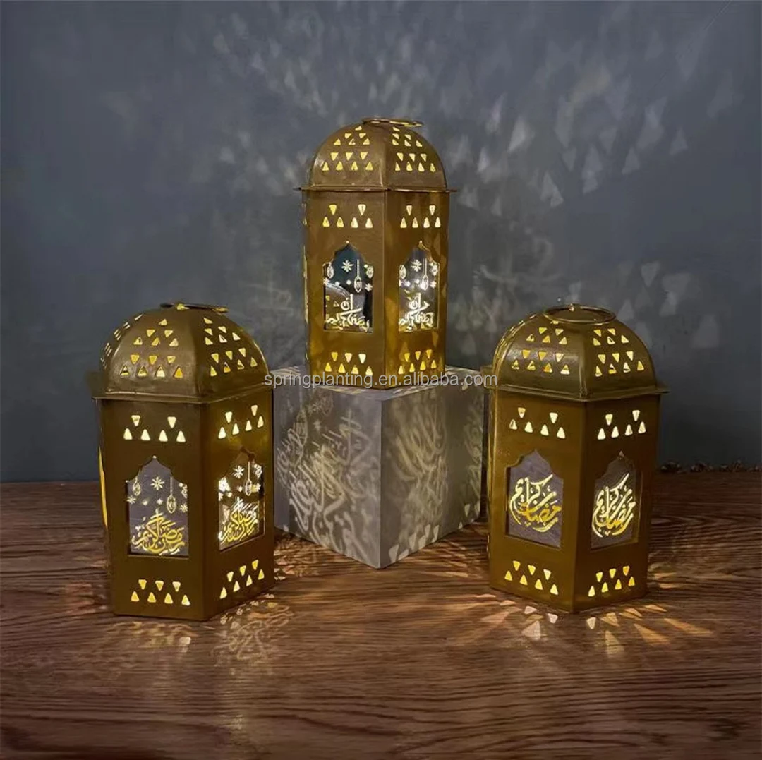 SPRING PLANTING Factory Price Customizable LED Light Candle Lantern Ramadan Lamp Decoration