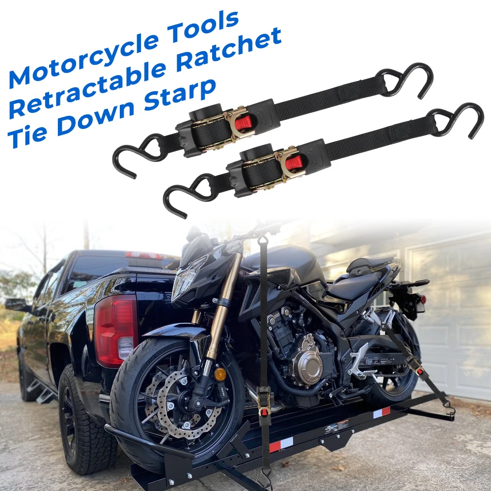 

﻿Double Hook Stainless Steel Auto Retractable Universal Easy To Carry Ratchet Tie Down Starp S-Hooks Trailer Towing