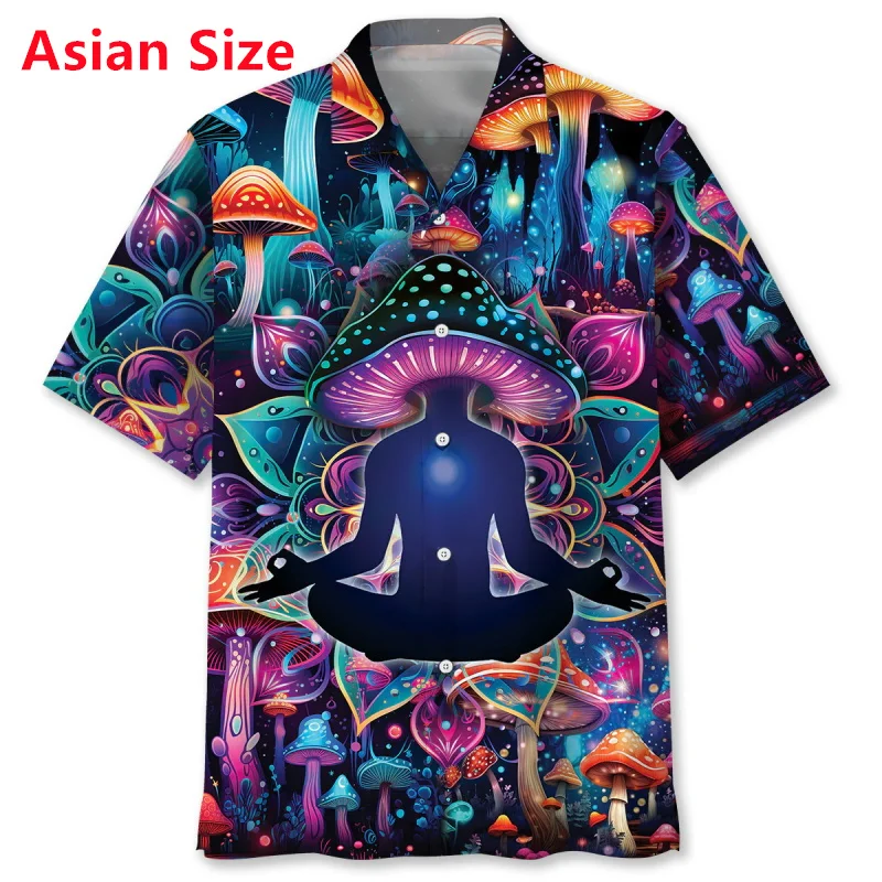 

Full Print Mushroom Graphic Hawaiian Shirts For Men New In Short Sleeve Mens Button Beach Shirt Blouse Streetwear