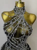 STOCK 2025Women Sparkly Diamond Sexy Mesh Jumpsuit Nightclub Bar Party Show Gogo Dancer Clothing Drag Queen Outfit Stage Costume - Image 3