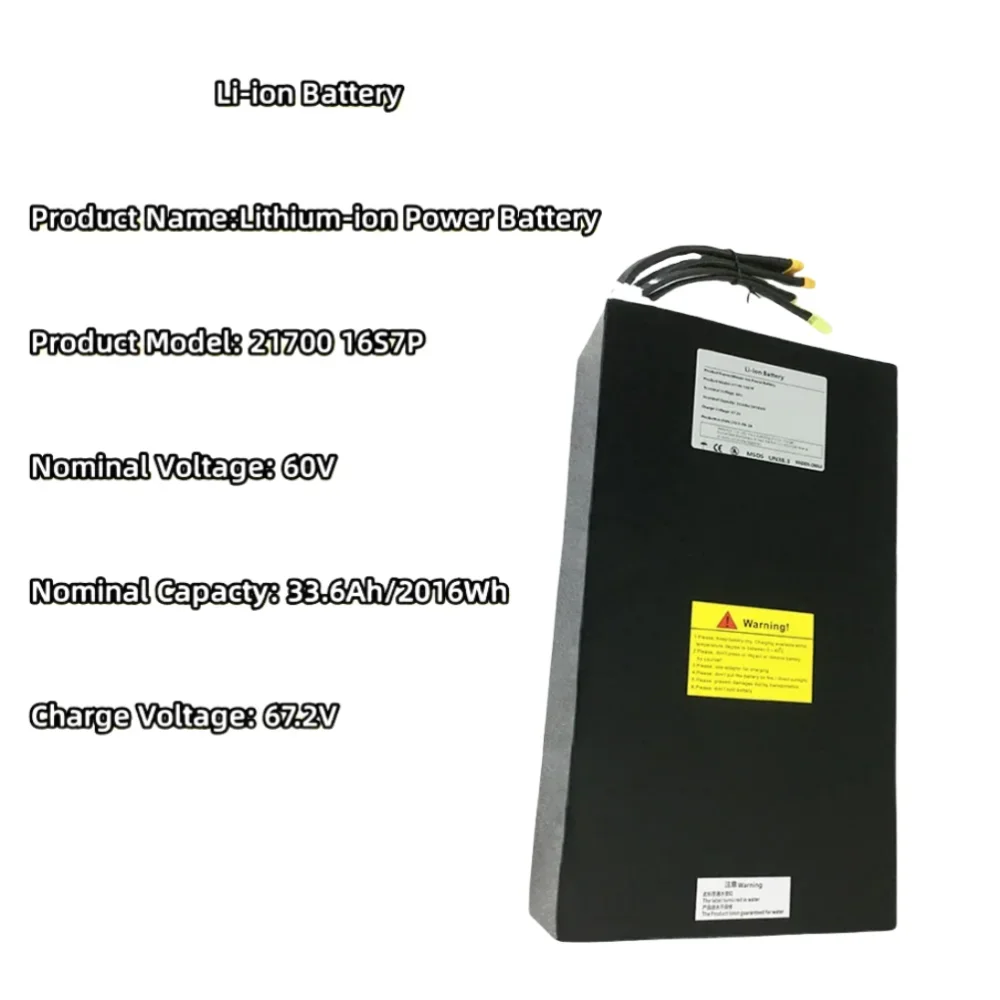 16S7P 60V 33600mAh 21700 Rechargeable Lithium Battery Pack Suitable For Dual Drive Scooter Battery,with BMS