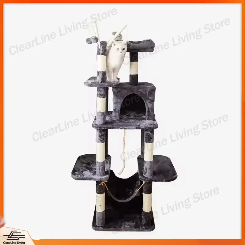 

Space Saving Cat Tree for Small Apartments Sturdy Stable Multi Level Climbing Frame with Scratching Posts and Condos Pet