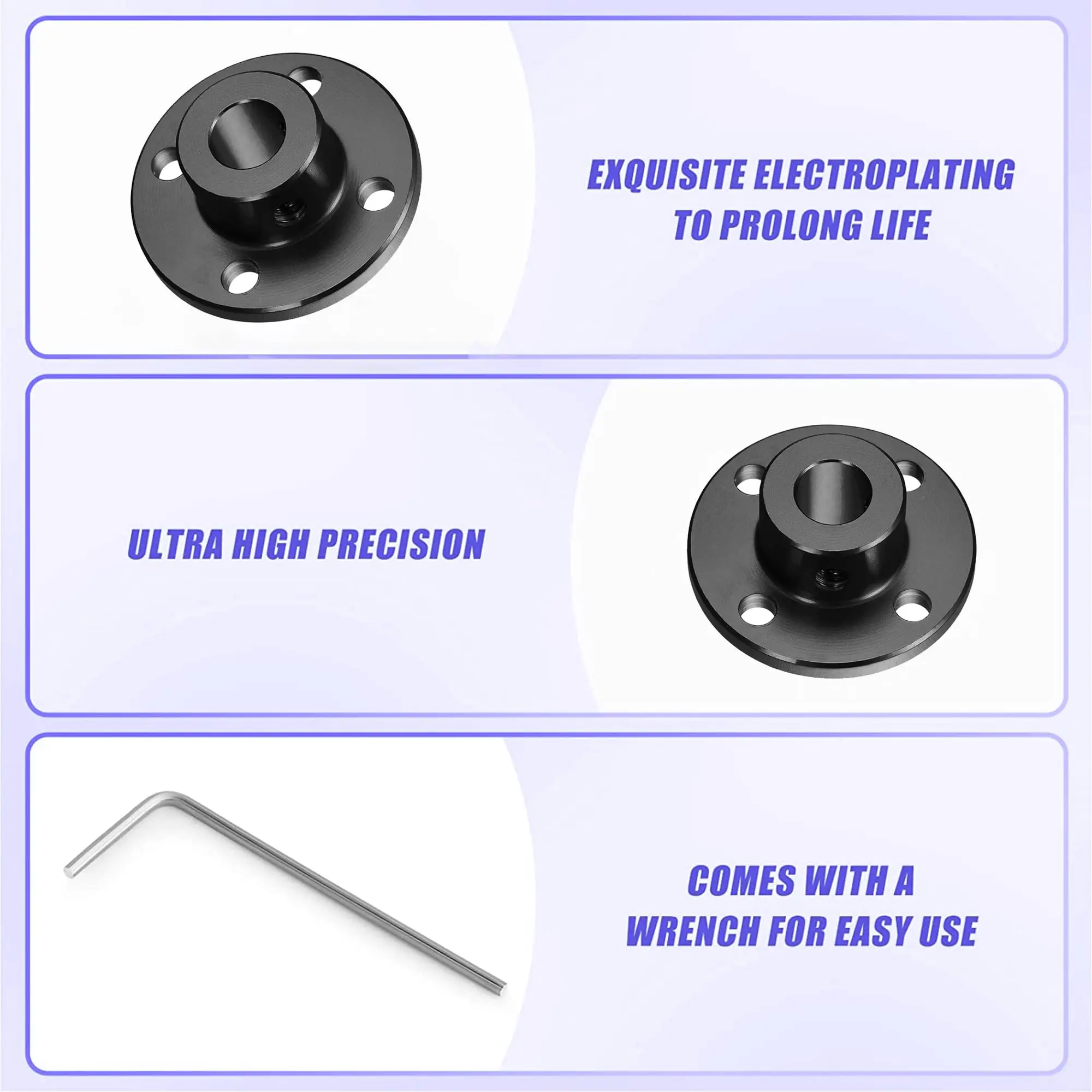 1 Stück Schwarze Flanschwellenkupplung 6mm 8mm 10mm 12mm für DIY-Modellzubehör Starre Flanschführung Wellenkupplung Motorverbinder – Detail 2