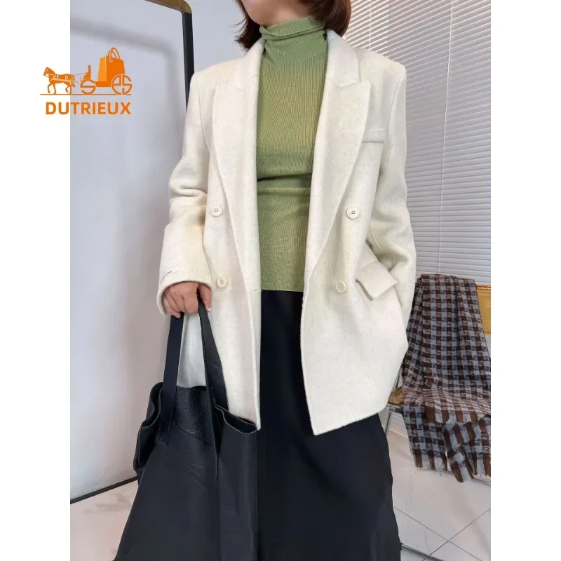 New Winter Women\'s 100% Wool Coat , Best Quality Double-faced Wool Suit Jacket , Simple and Elegant Mid-length Cashmere  Jacket