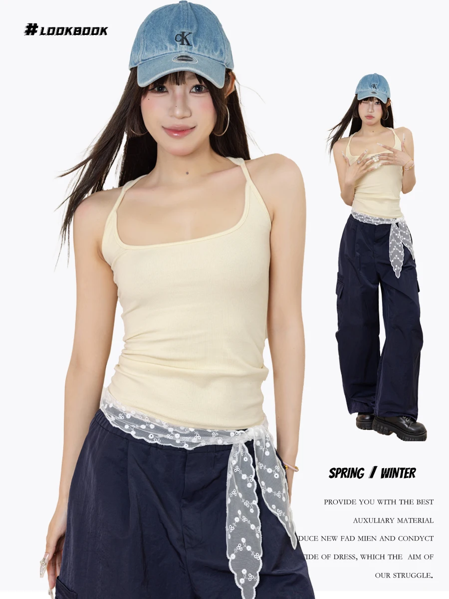 

Новая женская летняя майка AKSTUDIO227 с тонкими бретелями, облегающая, модная повседневная одежда