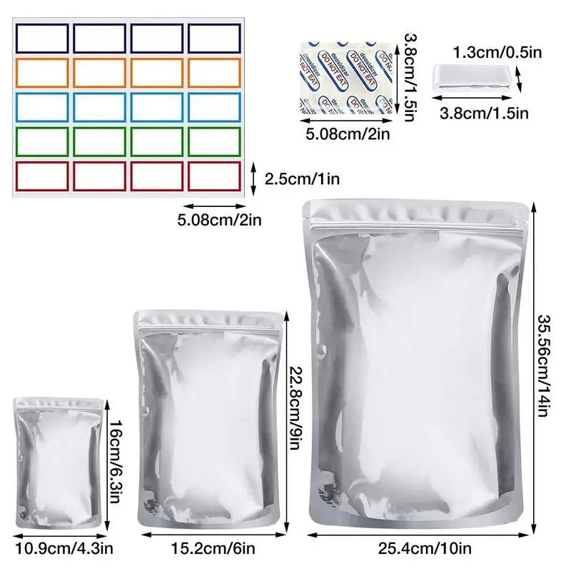 Mylar Bags With Oxygen Absorbers Mylar Bags For Food Storage With 100x400CC Oxygen Absorbers 3 Layers Thicken Resealable Bags