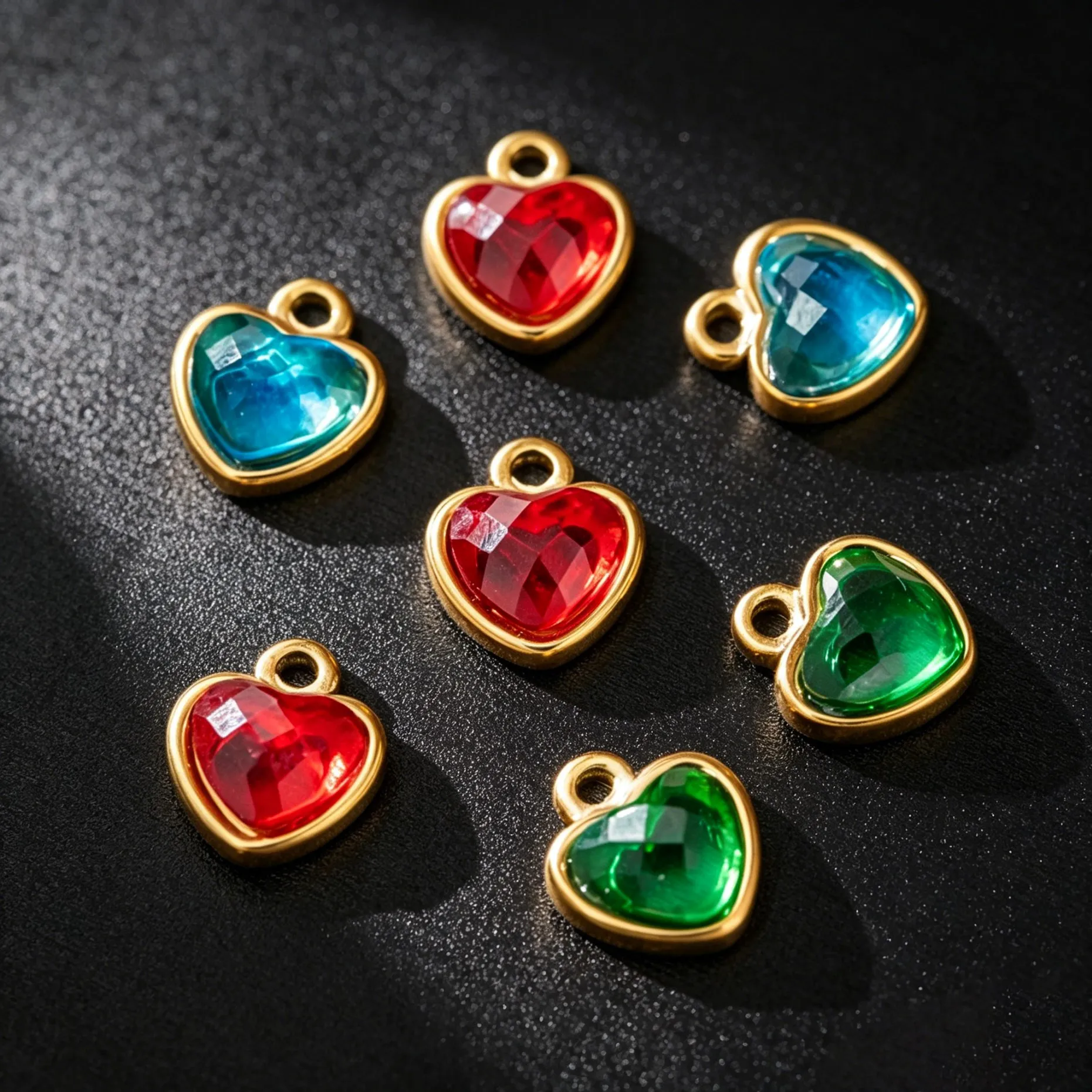 5 Stück Edelstahl-Herzanhänger, goldene Kristallanhänger für DIY-Schmuck, Halsketten, Armbänder, Bastelzubehör, Zubehör für die Herstellung von Schmuck. – Detail 2
