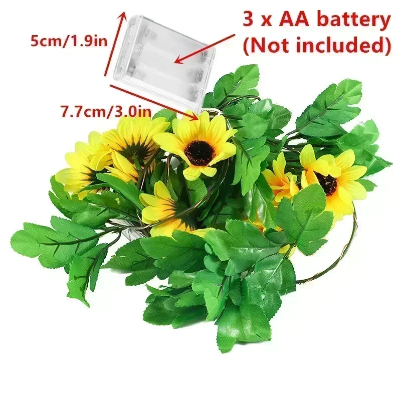 Simulation Greenery Flower String Lights Artificial Plant Garland LED Ambient Light Holiday Wedding Party Indoor Room Decoration