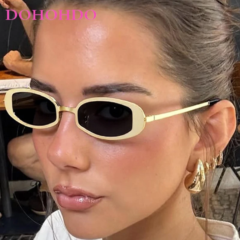 

Luxury Designer Metal Small Frame Oval Sunglasses Women Trendy Fashion Men Sunglass Summer Traveling Eyewear Female UV400 Lentes