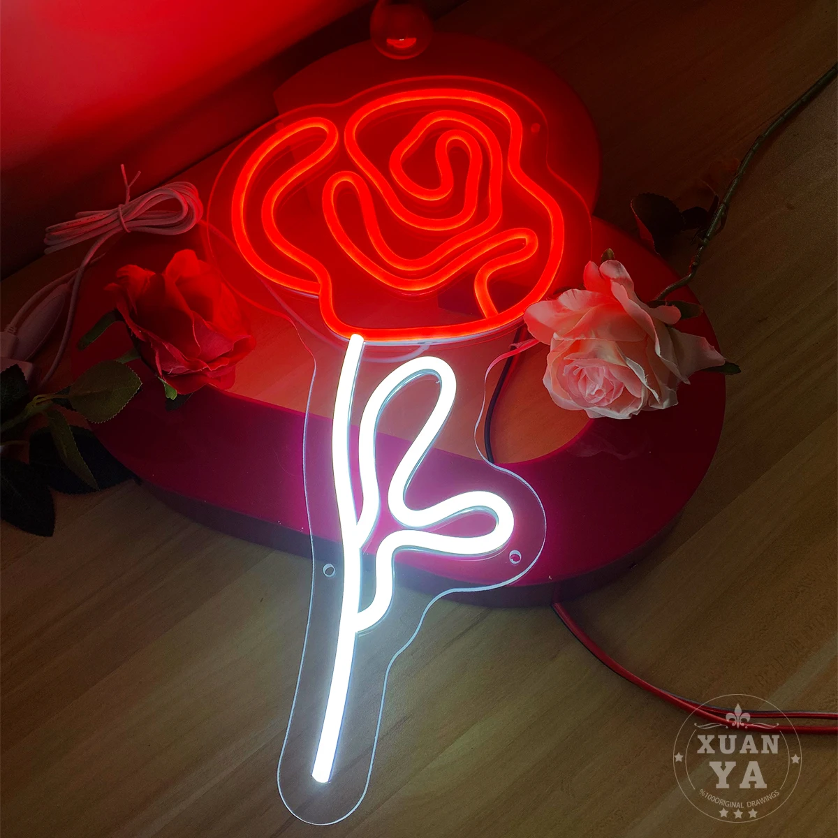 Letreros de neón de rosas para que las parejas expresen su amor por los regalos románticos, decoración de la escena de la boda para crear un ambiente