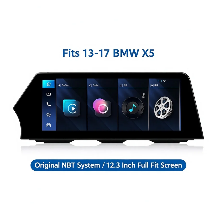 12.3 Inch Wireless CarPlay Android Auto Linux Screen For BMW X5/X6 F15 F16 NBT EVO System 2013-2018 Car Multimedia Display