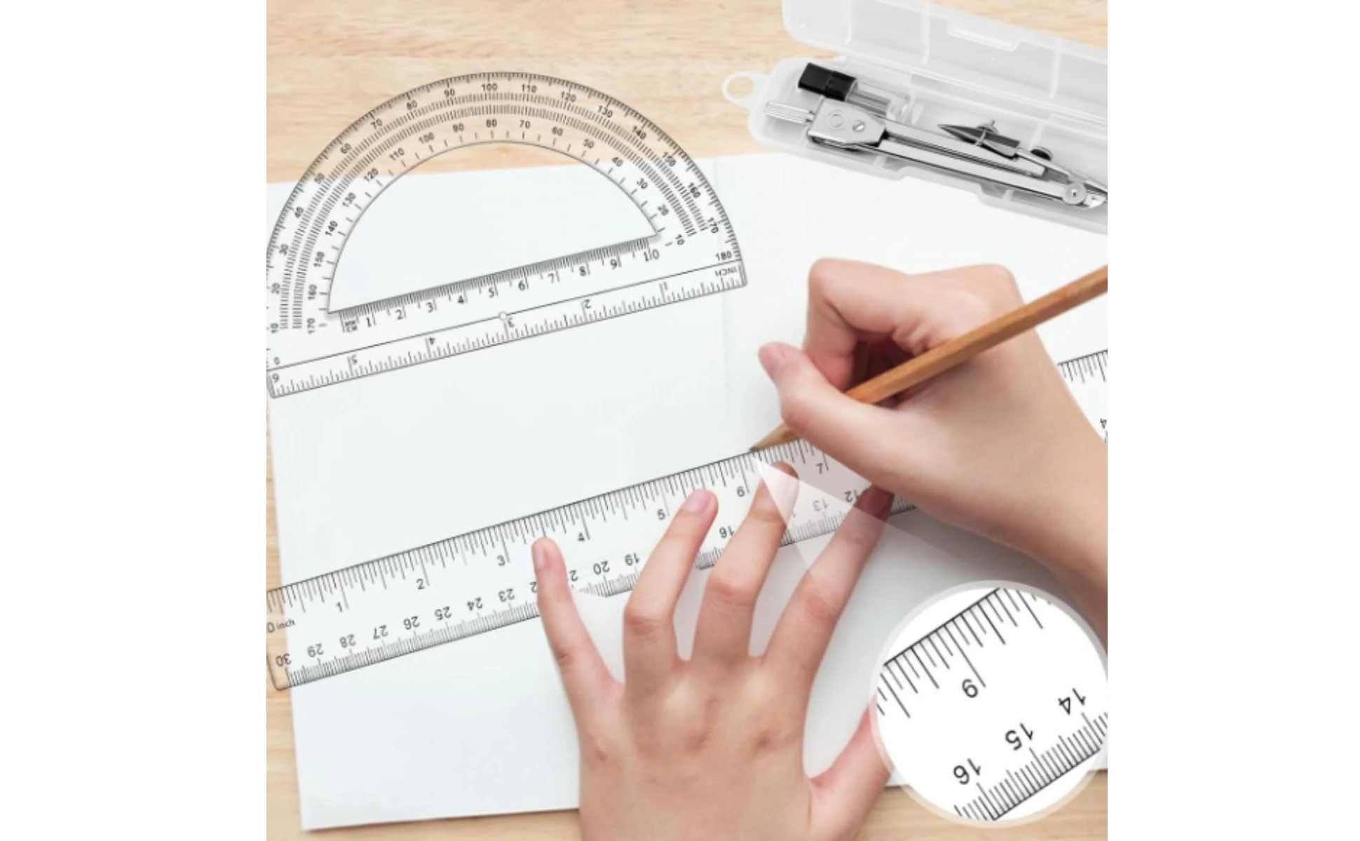 Geometry Tool Kit Clear Geometry Set with Case Compass Set with Case Portable Drawing Tool Kit Compact for Students, Schoolwork Geometry Tool Kit Clear Geometry Set with Case Compass Set with Case Portable Drawing Tool Kit Compact for Students, Schoolwork