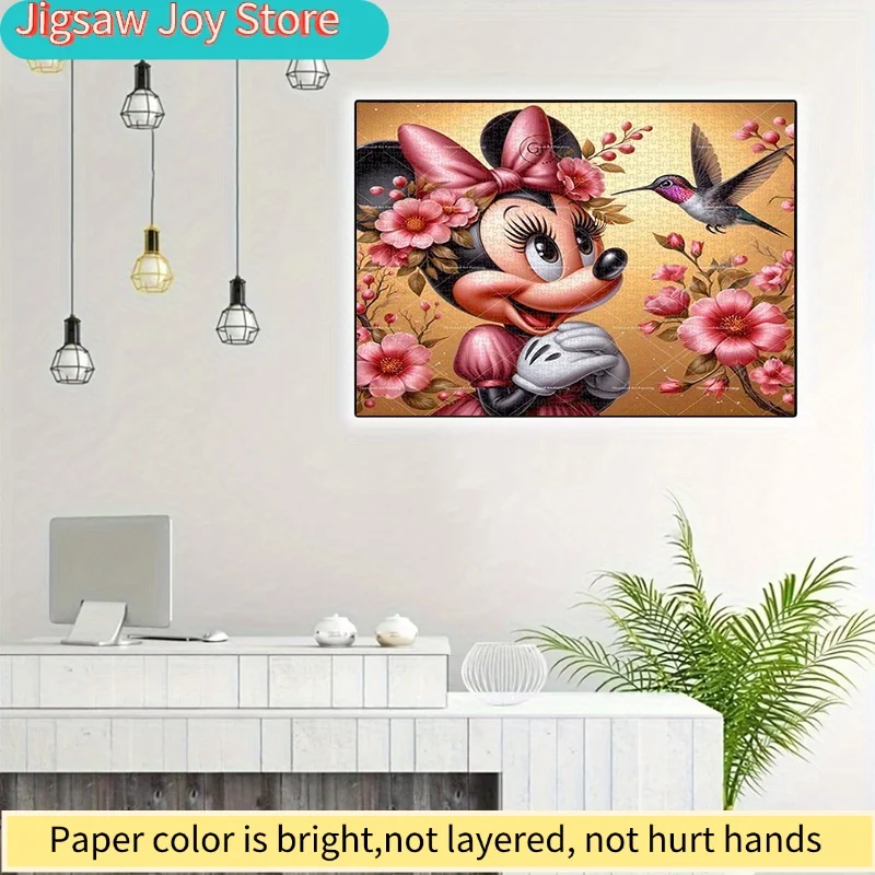 จิ๊กซอว์กระดาษ 1000 ชิ้น, จิ๊กซอว์ DIY, ภาพลายดอกไม้ มินนี่ และนกฮัมมิงเบิร์ด, จิ๊กซอว์สำหรับผู้ใหญ่, จิ๊กซอว์กระดาษ, เหมาะสำหรับการเล่นจิ๊กซอว์เวลาว่าง