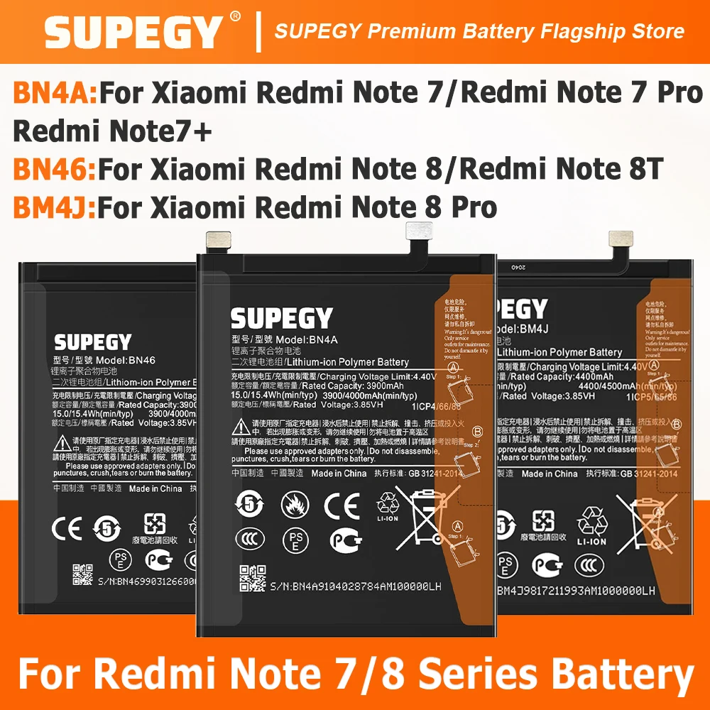 100% New High Capacity BN4A BN46 BM4J Battery For Xiaomi Redmi Note 7 Pro/ Redmi Note 8 Pro/ Redmi Note 8T batteries +Free Tools