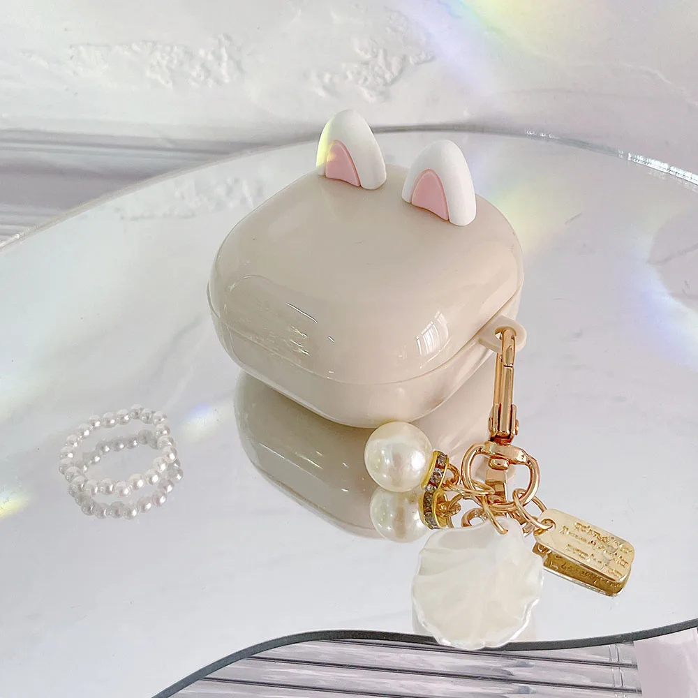 Ốp Lưng Dành Cho Samsung Galaxy Samsung Galaxy Nụ 2 / 2 Pro Hoa Trái Tim Ngọc Trai Ốp Lưng Có Móc Khóa Vòng Tay Mềm TPU Dành Cho samsung Nụ Sống Buds2