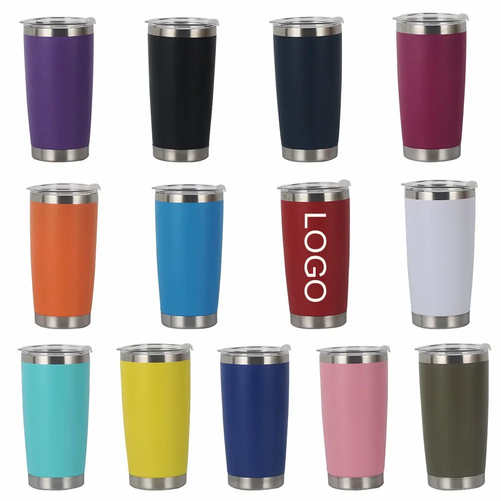 Vaso personalizado de 20 onzas con tapa Taza de viaje con aislamiento al vacío de doble pared de acero inoxidable Taza de café ideal para el frío