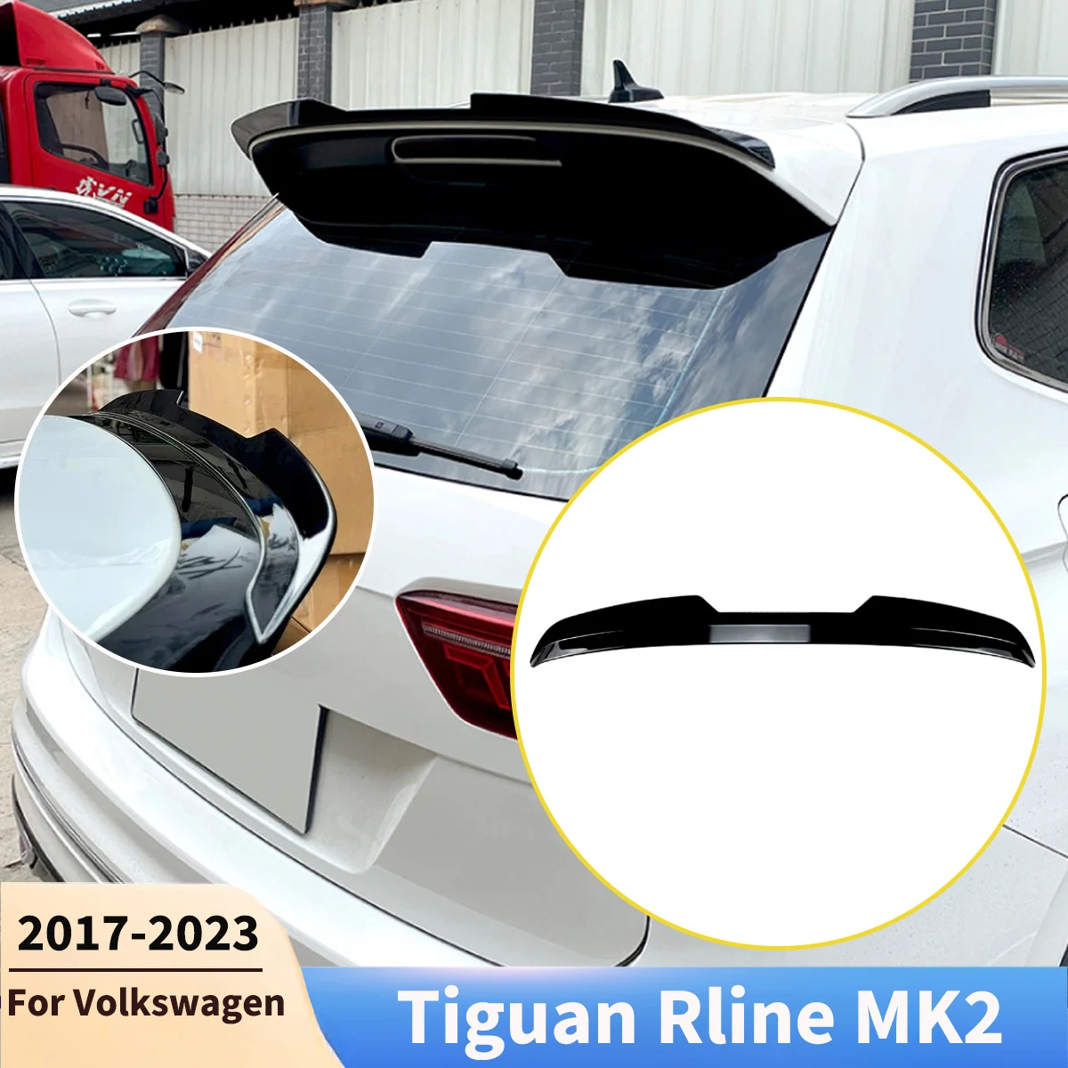 

For Volkswagen Tiguan Rline MK2 2017-2023 Car Rear Trunk Boot Roof Lip Spoiler Wing Cap Guard Board Body Kits Tuning Accessories