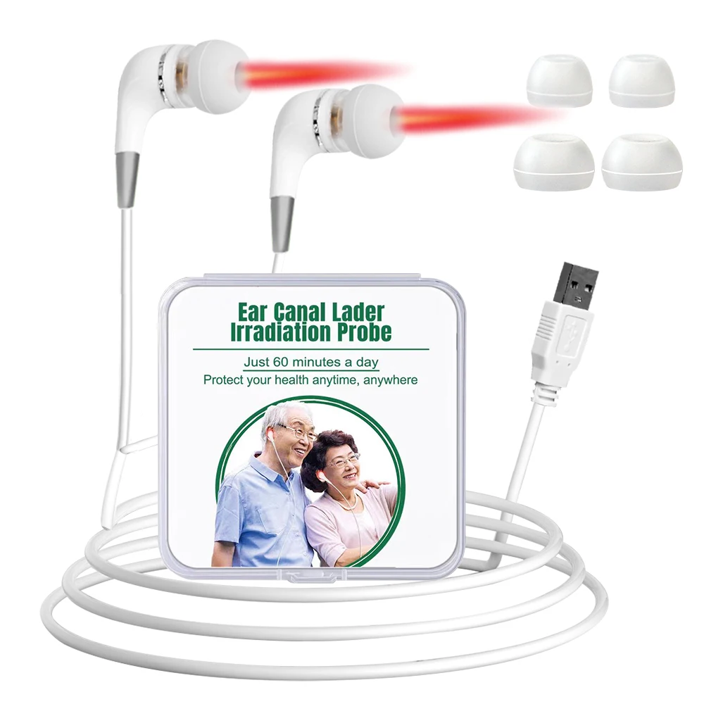 Tinnitus Ear Canal 650NM Red Light Irradiation Otitis Media Deafness Tinnitus Relief LLLT Ear Canal Ear Care Portable Earplug