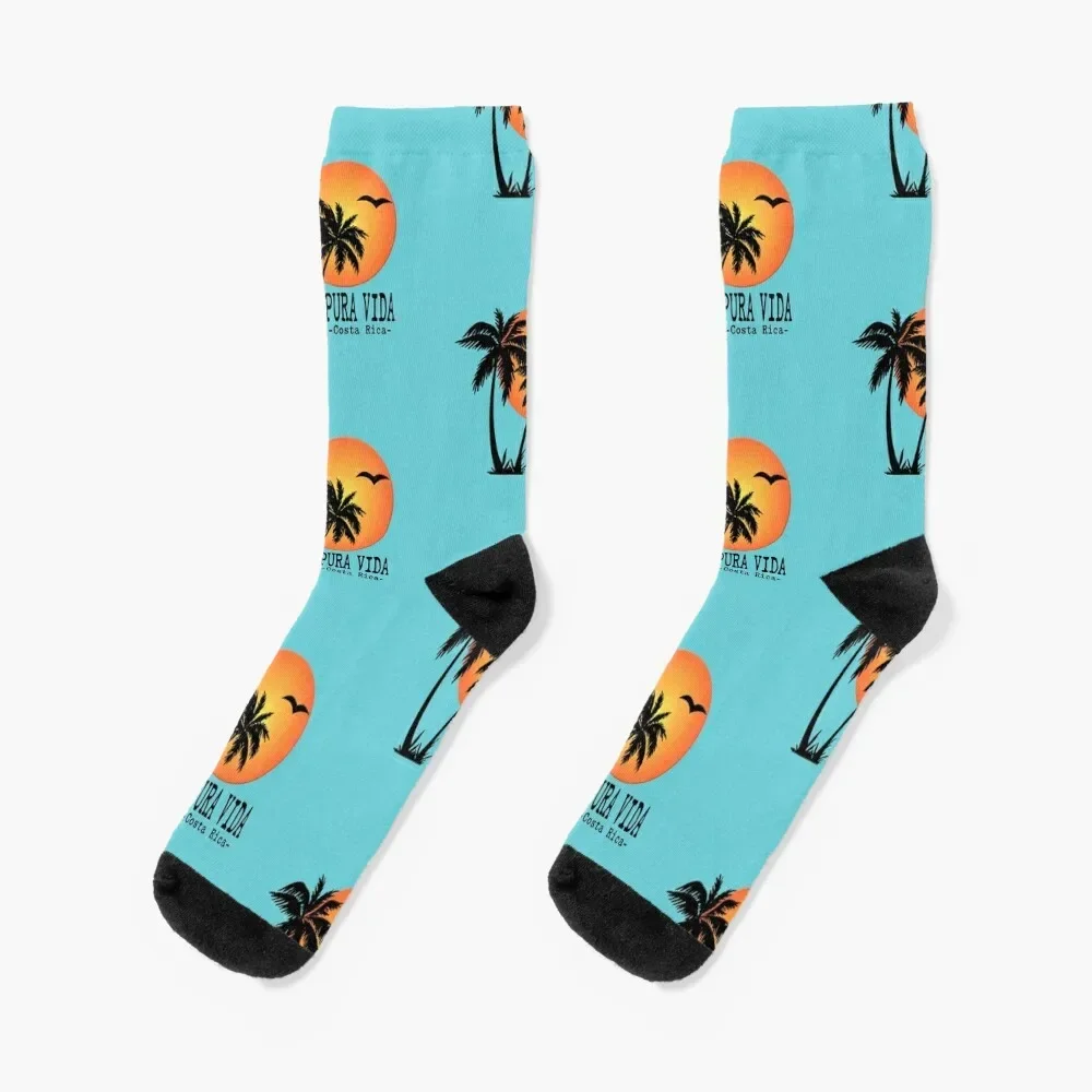 

PURA VIDA Costa Rica Sun Palm Trees Sunset Socks soccer anti-slip aesthetic Socks For Women Men's