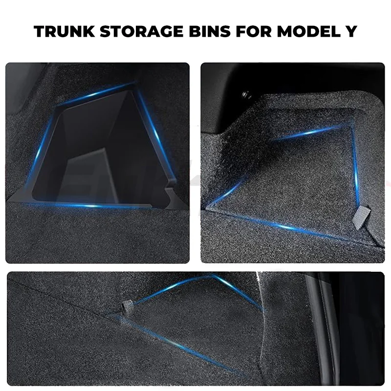 Futhope Car Trunk Side Storage Box For Tesla Model Y 2022-24 Cover Organizer Flocking Mat Partition Berlin Austin factory