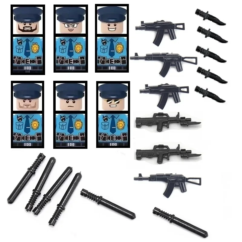 U.S.A City Traffic Police Baton MOC Military Weapon Swat Mini Action Figures Accessories Building Blocks Bricks Toys for Boys