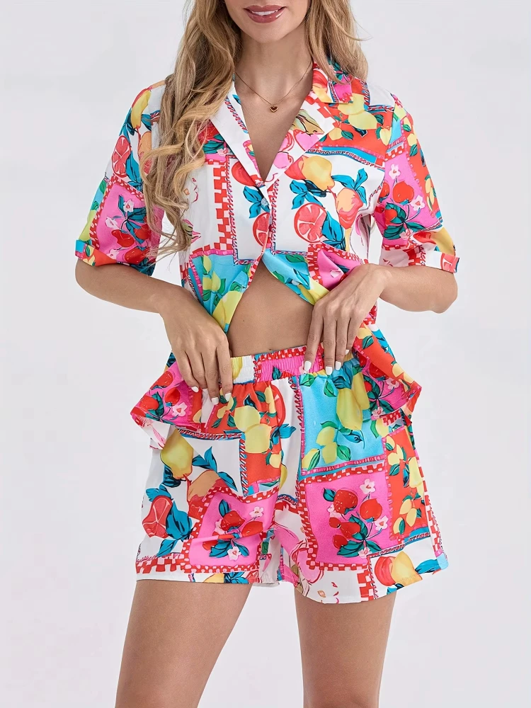 Oneชิ้นผู้หญิง2024ปุ่มสายรัดBoho Multicolor HighเอวKnot Rompers Playsuits Sportyผู้หญิงใหม่มาถึง