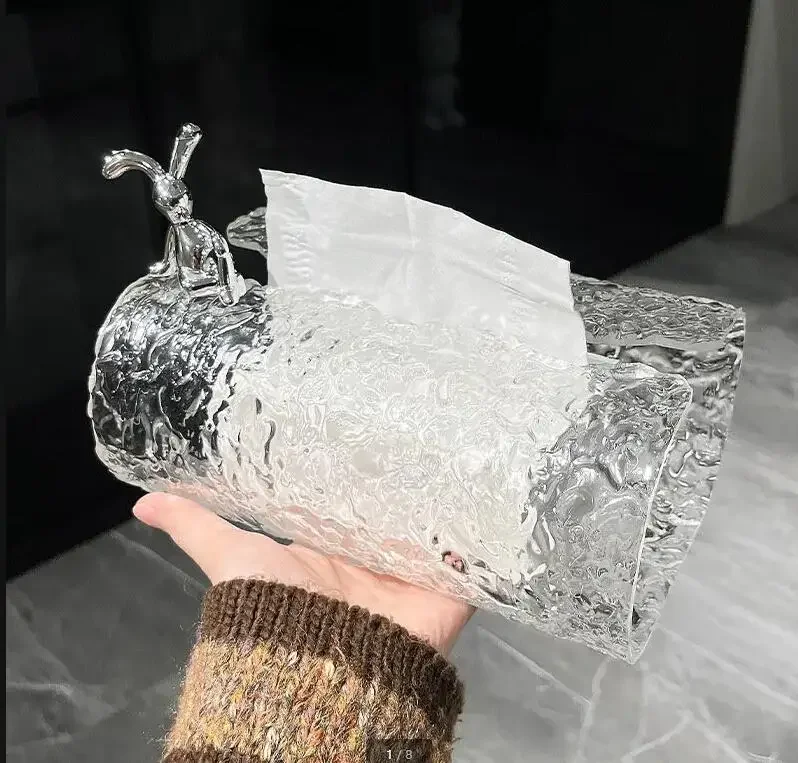 

Transparent Acrylic Tissue Box Light Luxury Living Room Tissue Storage Box Decorative Home Decoration Art Napkin Tissue Holder