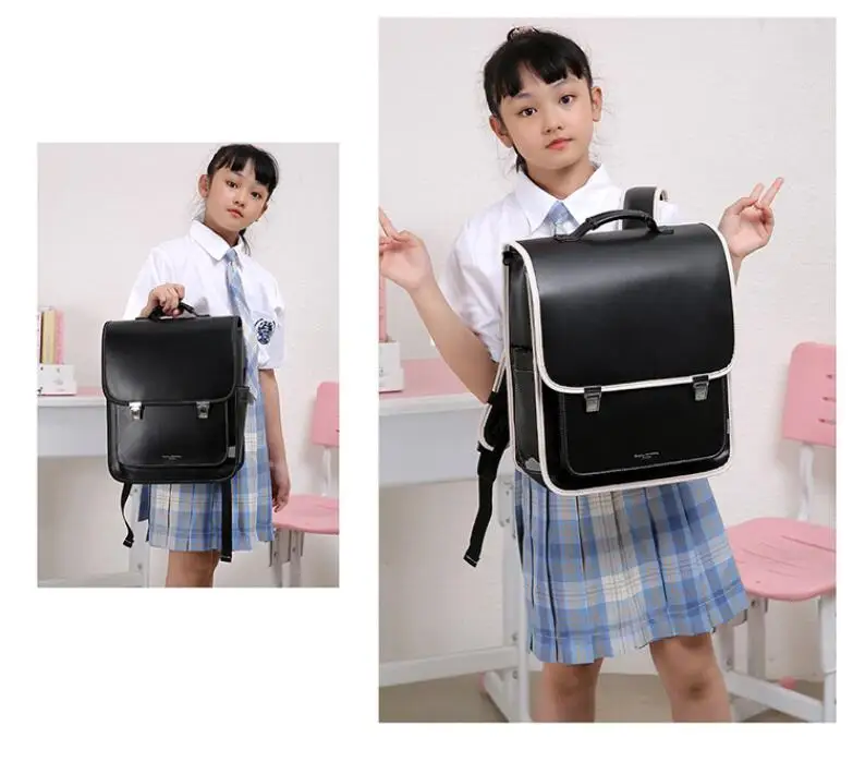 حقيبة ظهر Randoseru اليابانية للأطفال حقيبة ظهر مدرسية يابانية للفتيات حقيبة مدرسية للطلاب اليابانيين حقيبة ظهر مدرسية من جلد البولي يوريثان #4
