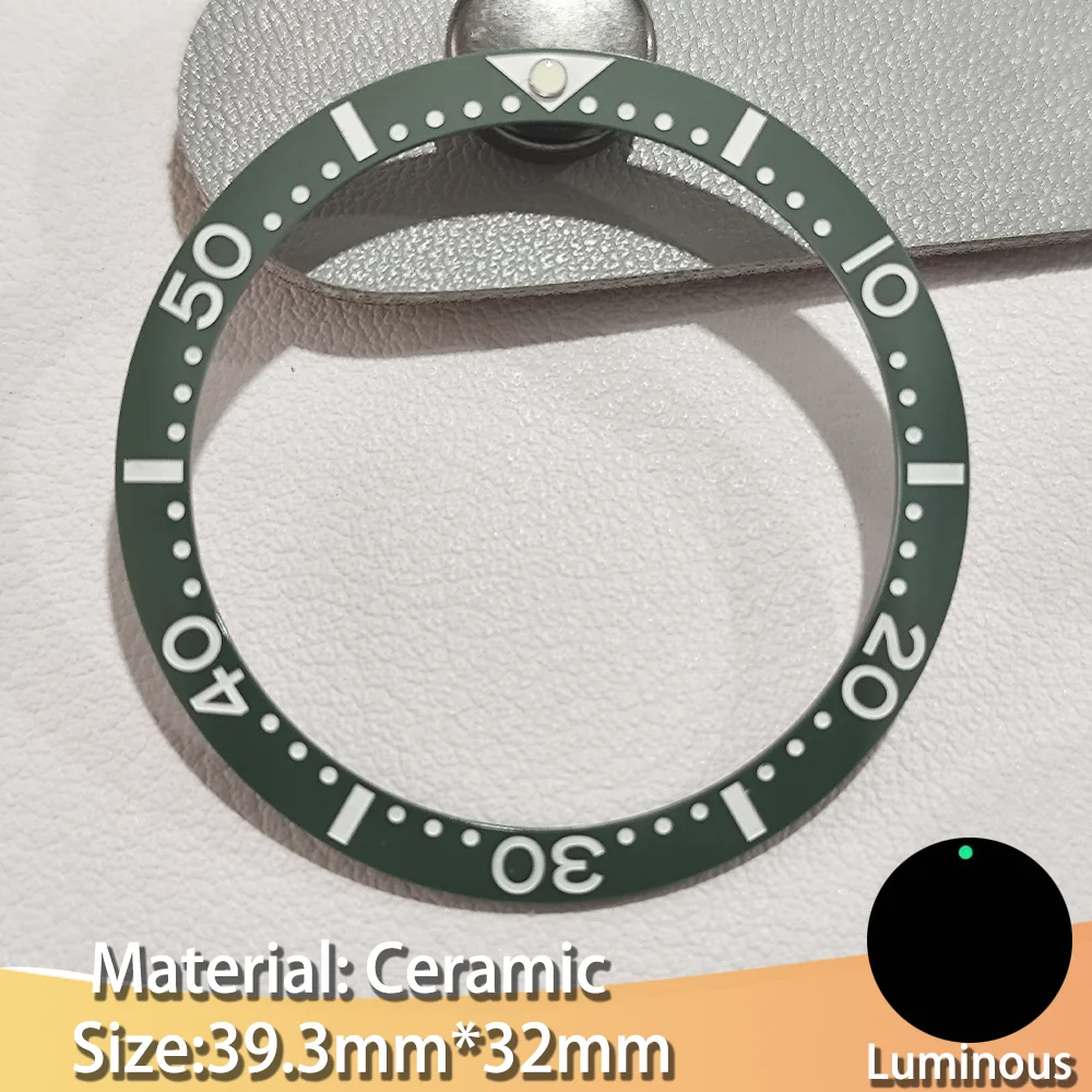 39.3mm Flat Ceramic Bezel Luminous Men's Watch Replacement Watches Accessories Parts Insert Bezels Diving Bezel Ring NH 35