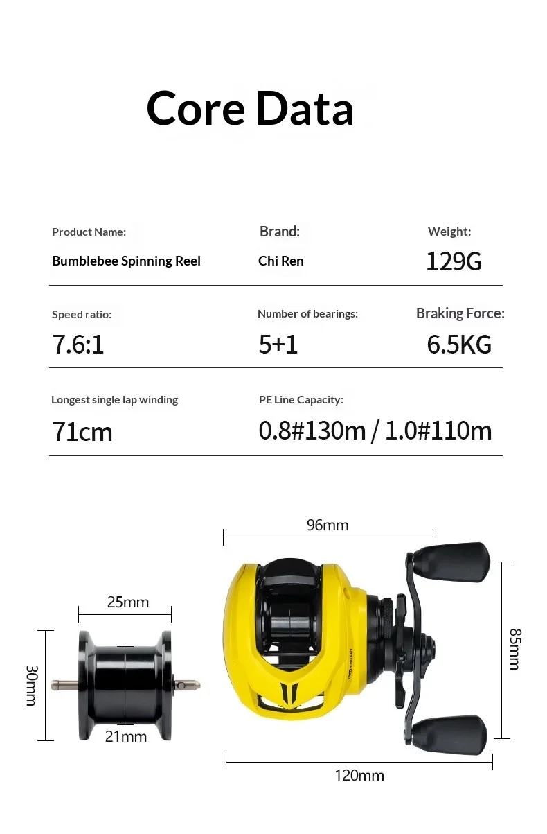 CHILENT Bumblebee Baitcasting-Rolle Ultraleicht Kurze Achse Anti-Rückstoß Lange Wurfweite Micro Lure Stream Allzweck-Angelrolle – Detail 3