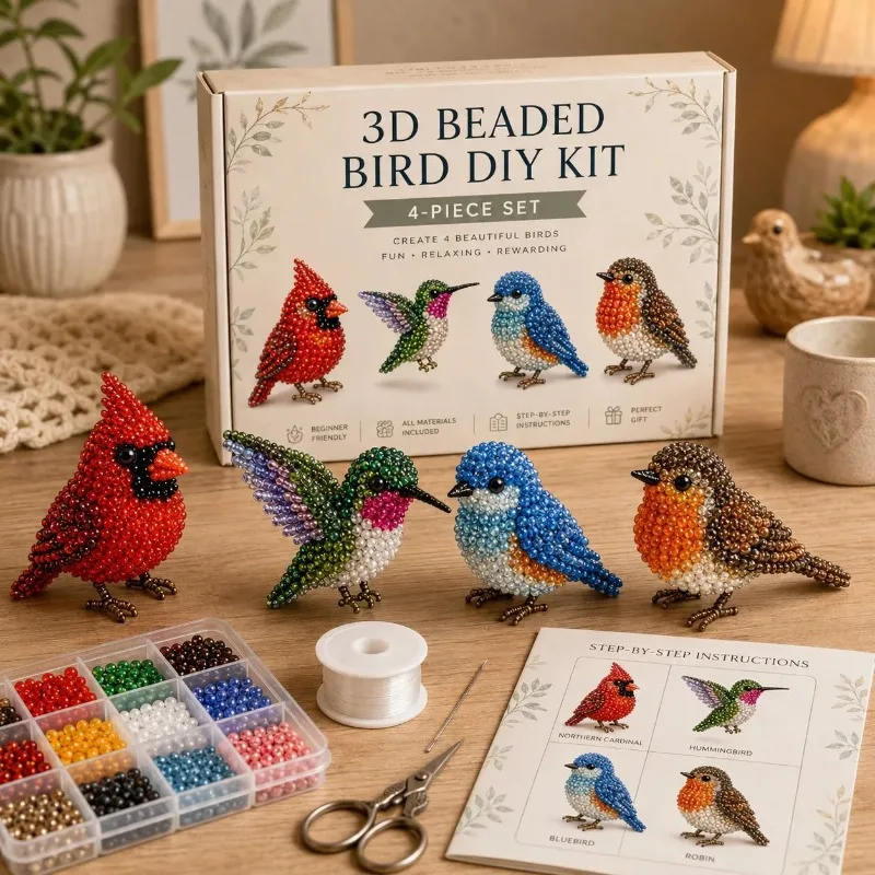 2026 Neues Tier-Perlenstickerei-DIY-Set: Einfaches Stickerei-Bastelset mit Anleitung, handgemachtes Kunst-Dekorations-Geschenkset
