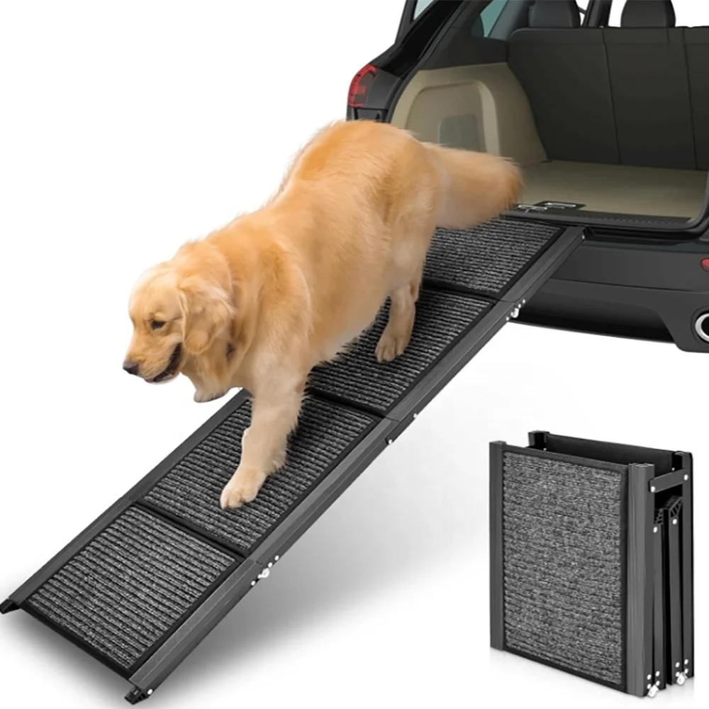 Foldable Dog Aluminum Car Ramp with Soft Surface Pet Step for Vehicle