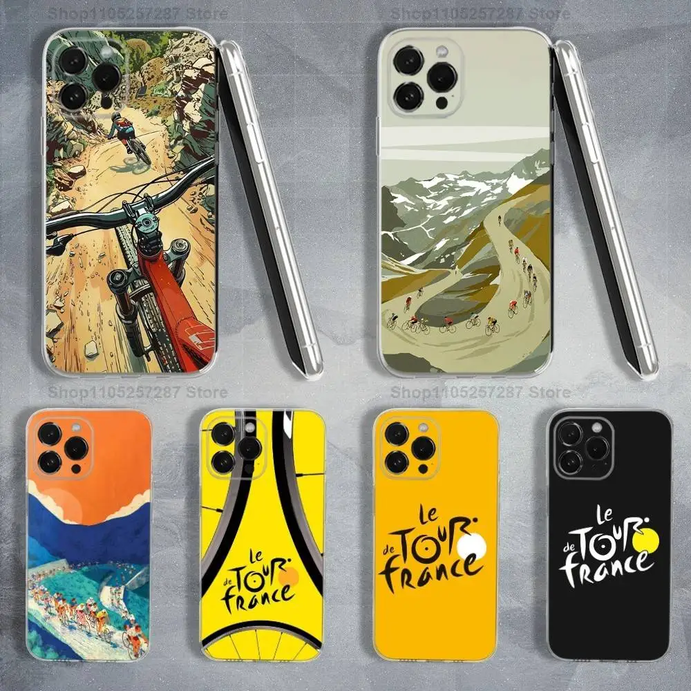 

France Bike TOUR DE Case For iPhone 15,11,12,13,16,14,17,Pro,Max,Plus,SE,Mini,X,XS,XR, Transparent Soft Silicone