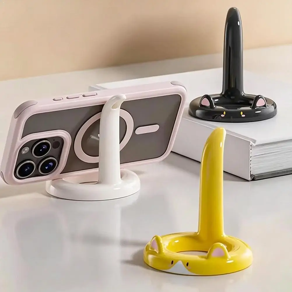 Suporte de telefone de gato de desenho animado fofo suporte de telefone de mesa suporte de smartphone portátil kawaii acessório de decoração de mesa