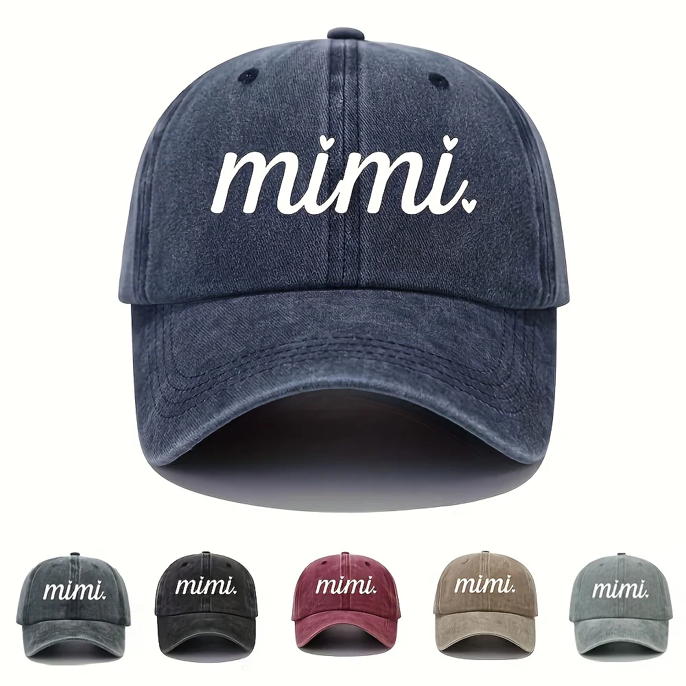 Mimi Print Casual Baseball Cap Vintage Washed Distressed Adjustable Dad Hat Lightweight Trendy Sun Hats For Women