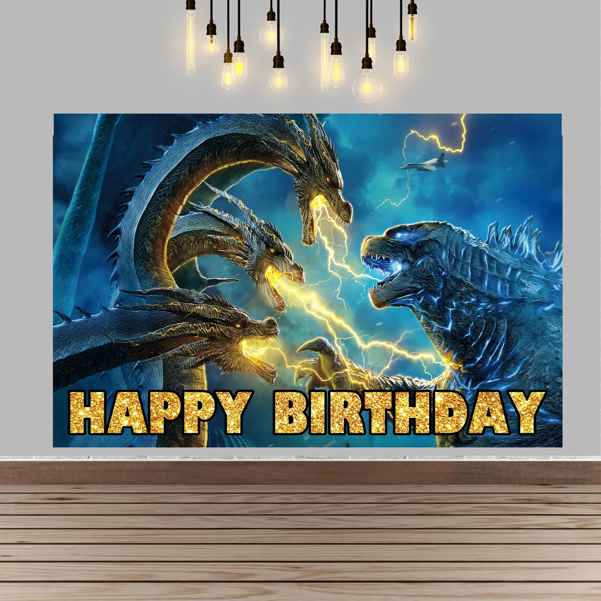 Godzillas VS KingKongs Anime Party Decorations for Home Birthday Baby Shower Gender Reveal Decor Balloon Backdrop Cake Topper