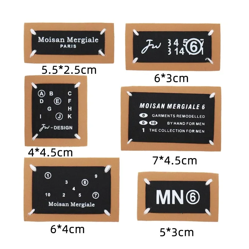 Personalized fashion leather label alphabet printed label, hole patch hand sewing DIY