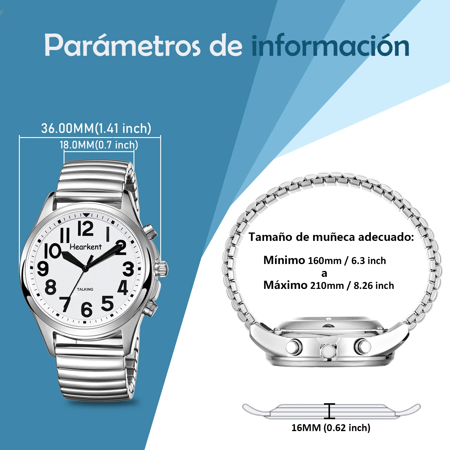 Hearkent Spanish Talking Watch with Alarm for Blind Women Speaking Spanish Watches for Seniors Ladies Wristwatches reloj mujer