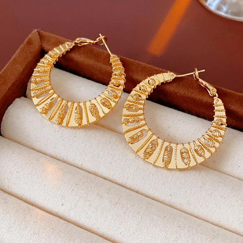 Kitykiss Hollow Geometric Hoop Earrings S925 Silver Gold Plated Minimalist Nordic Luxury Style