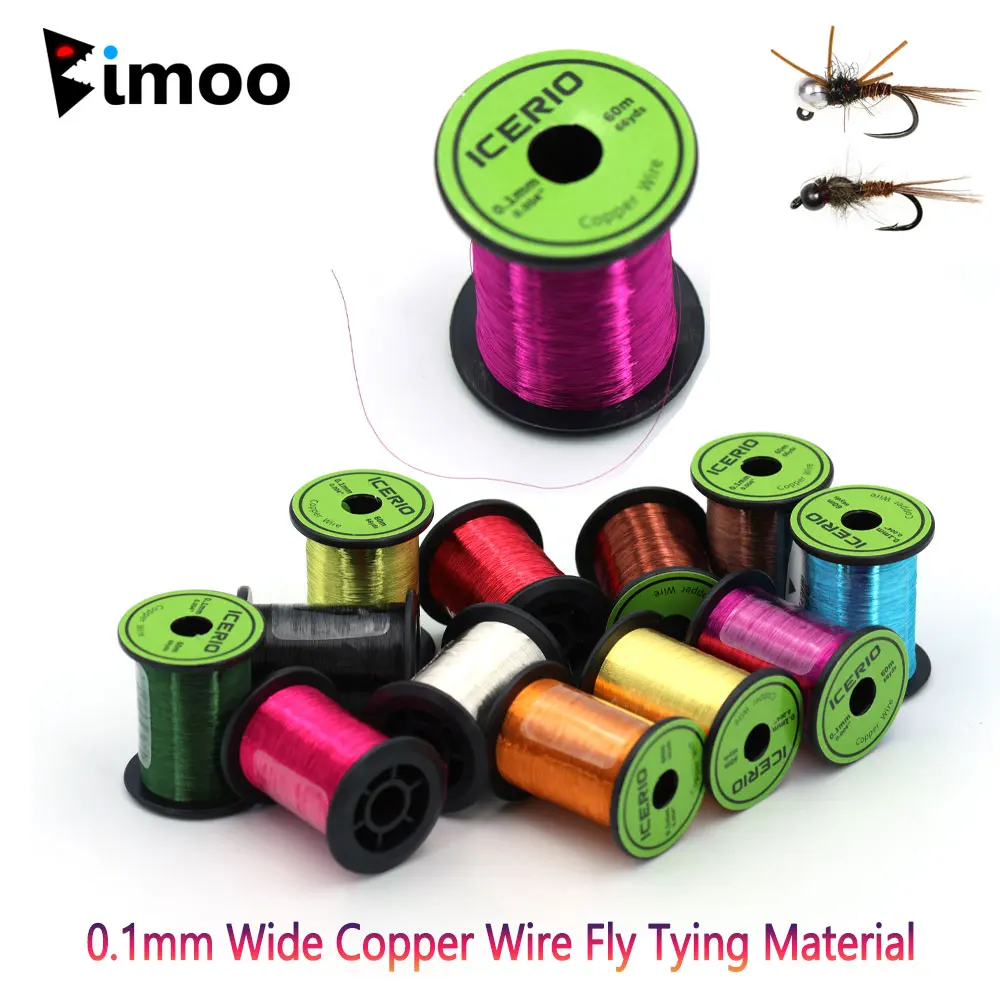 

Bimoo 1PC 0.1mm Wide 60m Copper Wire Fly Tying Material Small Dry Midge Larve Nymph Streamer Body Rib Bass Trout Fishing Lures