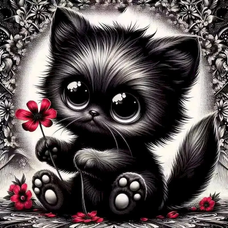 

GATYZTORY 5D Diamond Embroidery Cat Mosaic Animal Full Square Round Diamond Painting Flower DIY Suitable For Beginners Wall Art