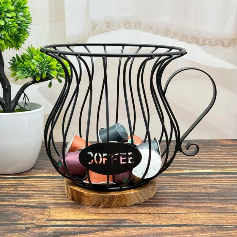 Cesta elegante y elegante para café con diseños de tapas, accesorio para una fácil organización y protección contra la humedad