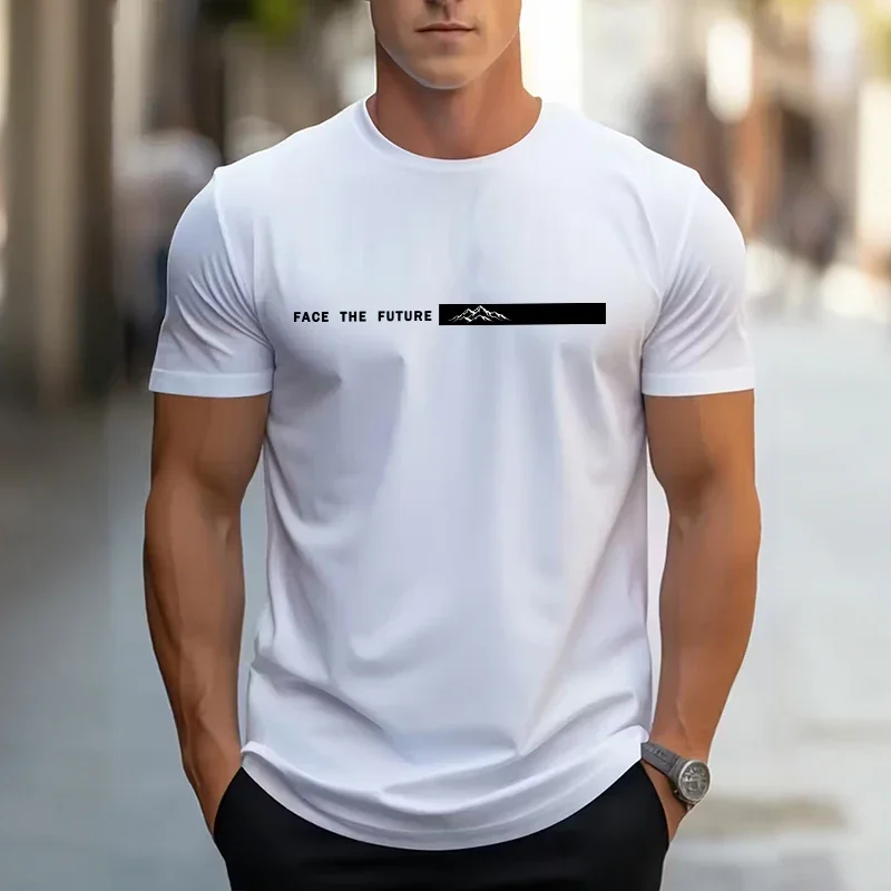 Summer Male Daily Casual Fashion Breathable Tees 2026 New Arrival Men's T-shirt Classic Pure Color Black/white Short Sleeve Top