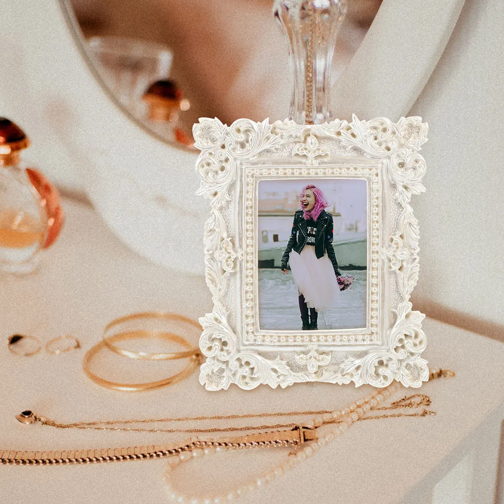 

4Pcs Resin Vintage Photo Frame Mini Decorative Bracket Home Props H held Photography Accessories Retro